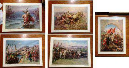 Ressam F. Zonaro'nun (4 Çeşit) + Sami Yetik'in (1 Çeşit) yaptığı ve şu an Dolmabahçe Sarayında Sergilenen Toplam 5 Çeşit Yağlıboya Tablo Resimleri Seti ürün görseli 1