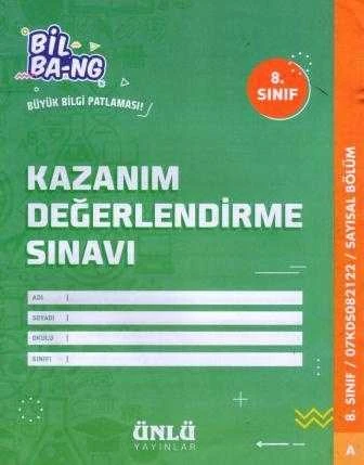 Ünlü Bil Bang Büyük Bilgi Patlaması 8. Sınıf Sayısal Bölüm Kazanım Değerlendirme Sınavı ürün görseli 1