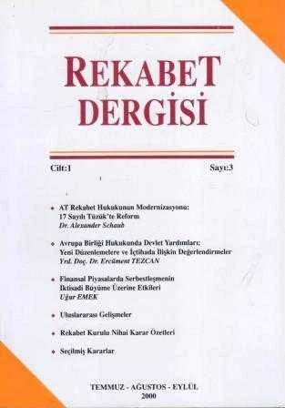 Rekabet Dergisi Eylül 2000 Cilt: 1 - Sayı: 3 ürün görseli 1