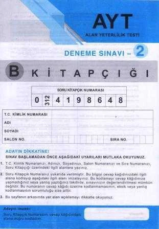 Sistematik AYT Deneme Sınavı 2 B Kitapçığı ürün görseli 1