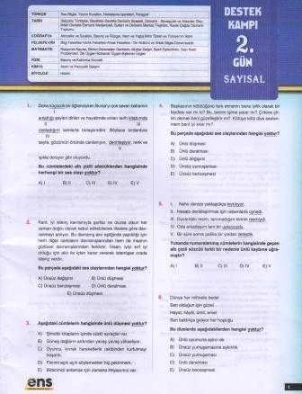 ENS Yayınları Sayısal TYT Destek Kampı 2. Gün Deneme Fasikülü ürün görseli 1