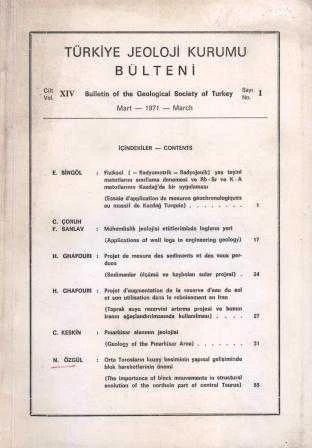 Türkiye Jeoloji Kurumu Bülteni Yıl: 1971 Sayı: 1 Cilt: XIV (4 Haritası da İçinde) ürün görseli 1