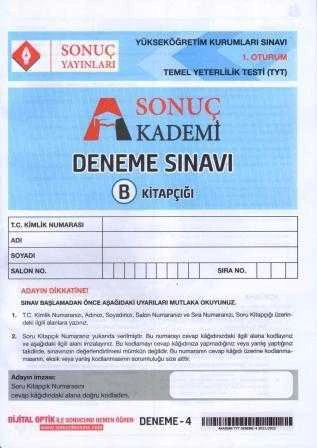 Sonuç Akademi Deneme Sınavı 1. Oturum B Kitapçığı / Yüseköğretim Kurumları Temel Yeterlilik Testi ürün görseli 1
