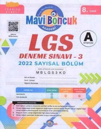 Mavi Boncuk Yayınları 8. Sınıf Sayısal Bölüm Denene Sınavı - 3 A Kitapçığı ürün görseli 1