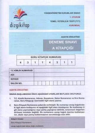 Dizgi Kitap Yayıncılık TYT 1. Oturum A Kitapçığı ürün görseli 1