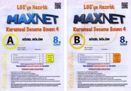 8. Sınıf Maxnet LGS'ye Hazırlık Kurumsal Deneme Sınavı 4 Sözel Bölüm A + B Kitapçığı (2 Kitap Takım) ürün görseli 1