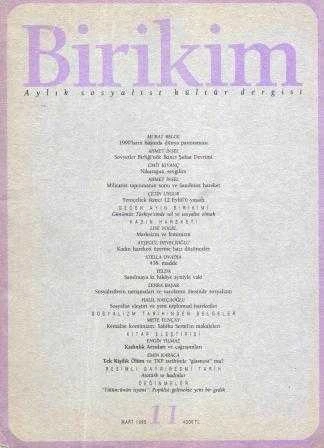 Birikim Aylık Sosyalist Kültür Dergisi Yıl: Mart 1990 Sayı: 11 ürün görseli 1