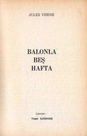 Balonla Beş Hafta - Yaşar İlksavaş Çevirisi - 1980 Yılı Deri Ciltli İlk Baskısı ürün görseli 1