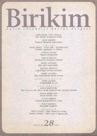 Birikim Aylık Sosyalist Kültür Dergisi Yıl: Ağustos 1991 Sayı: 28 ürün görseli 1