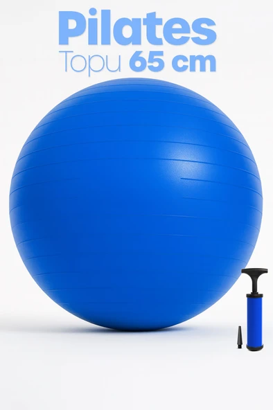 65 cm Pilates Topu ve Pompa Seti | 155-170 cm Boy İçin Uygun Dayanıklı Anti-Slip Mavi ürün görseli 1