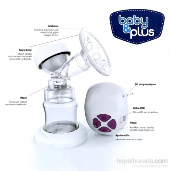 Baby&Plus Tekli Elektrikli Göğüs Pompası - Resim 3