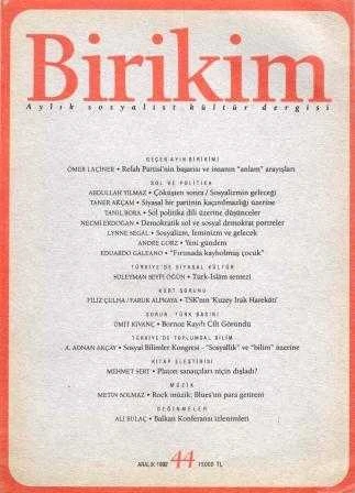 Birikim Aylık Sosyalist Kültür Dergisi Yıl: Aralık 1992 Sayı: 44 ürün görseli 1