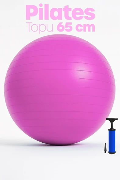 65 cm Pilates Topu ve Pompa Seti | 155-170 cm Boy İçin Uygun Dayanıklı Anti-Slip Pembe ürün görseli 1