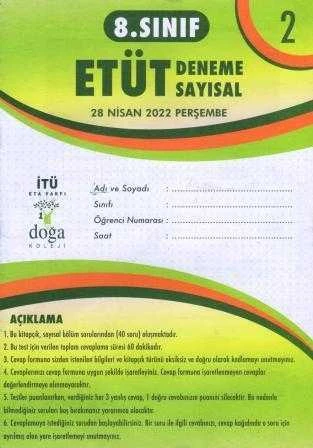 8. Sınıf Etüt Deneme Sayısal Nisan 2022 Deneme No: 2 ürün görseli 1