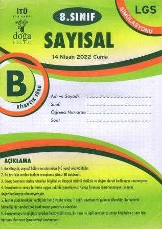 8. Sınıf Sayısal B Kitapcık Türü Kasım 2021 LGS Simülasyonu ürün görseli 1