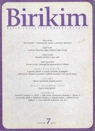Birikim Aylık Sosyalist Kültür Dergisi Yıl: Kasım 1989 Sayı: 7 ürün görseli 1