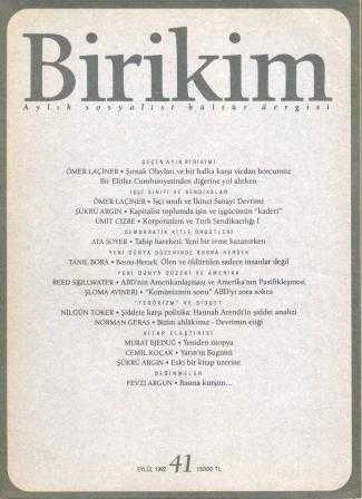Birikim Aylık Sosyalist Kültür Dergisi Yıl: Eylül 1992 Sayı: 41 ürün görseli 1