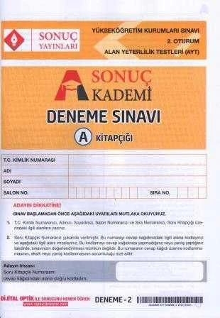 Sonuç Akademi Deneme Sınavı 2. Oturum A Kitapçığı / Yüseköğretim Kurumları Alan Yeterlilik Testi ürün görseli 1