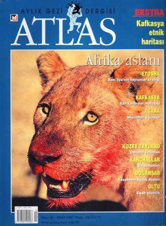 Aylık Coğrafya ve Keşif Dergisi Atlas Ekim 1997 / Sayı 55 - Afrika Aslanı - Etosha - Acara - Tayland -Karçhal - Doğanşar - Oltu (Eki Kafkasya Etnik Haritası İle Birlikte) ürün görseli 1