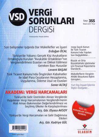 Vsd - Vergi Sorunları Dergisi Nisan 2018 Sayı: 355 Yıl: 41 ürün görseli 1