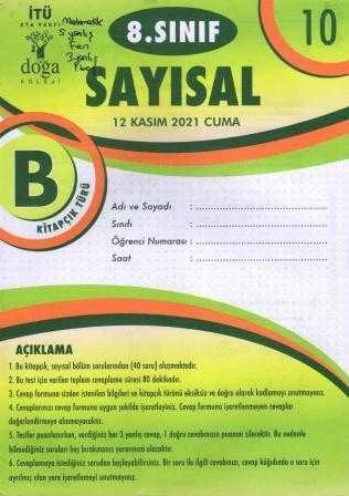 8. Sınıf Sayısal B Kitapcık Türü Kasım 2021 Deneme No: 10 ürün görseli 1