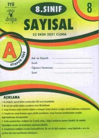 8. Sınıf Sayısal A Kitapcık Türü Ekim 2021 Deneme No: 8 ürün görseli 1