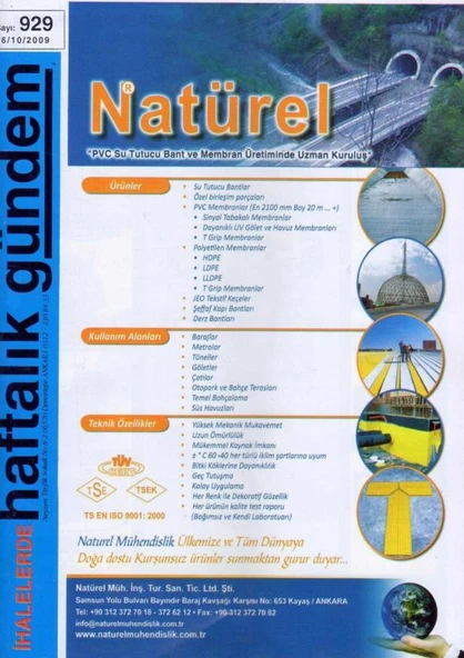 İhalelerde Haftalık Gündem Dergisi Yıl: 2009 Sayı: 929 ürün görseli 1