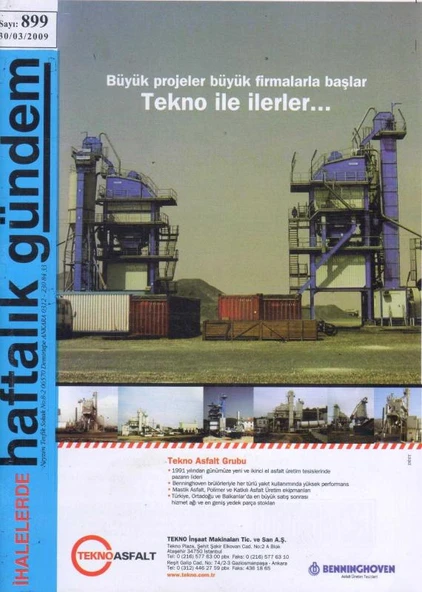 İhalelerde Haftalık Gündem Dergisi Yıl: 2009 Sayı: 899 ürün görseli 1