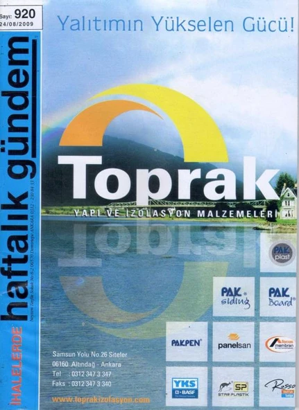 İhalelerde Haftalık Gündem Dergisi Yıl: 2009 Sayı: 920 ürün görseli 1