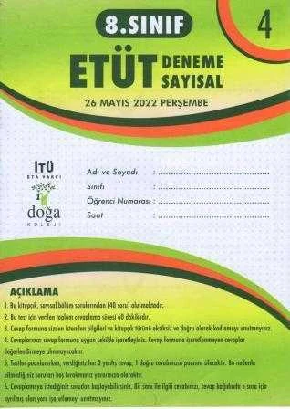 8. Sınıf Etüt Deneme Sayısal Mayıs 2022 Deneme No: 4 ürün görseli 1