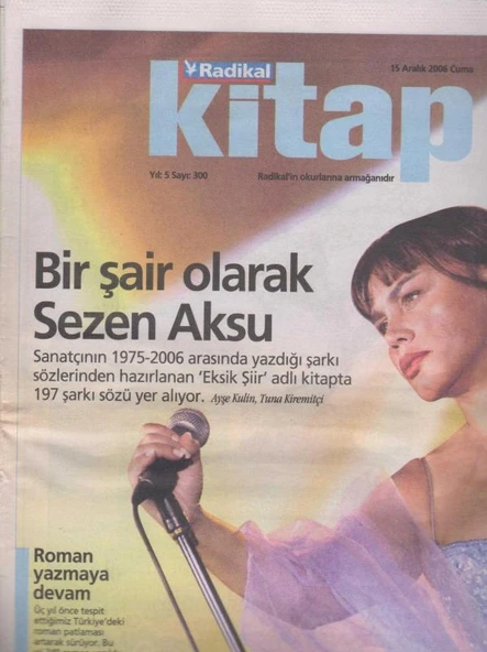 Radikal Gazetesi Kitap Eki 15 Aralık 2006 Cuma Tam ve Eksiksiz ürün görseli 1