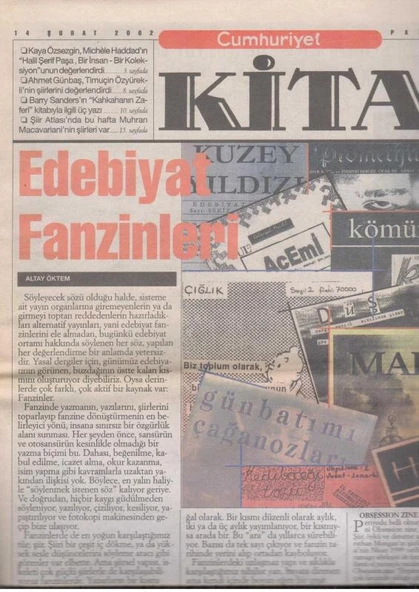 Cumhuriyet Gazetesi Kitap Eki 14 Şubat 2002 Sayı: 626 Tam ve Eksiksiz ürün görseli 1