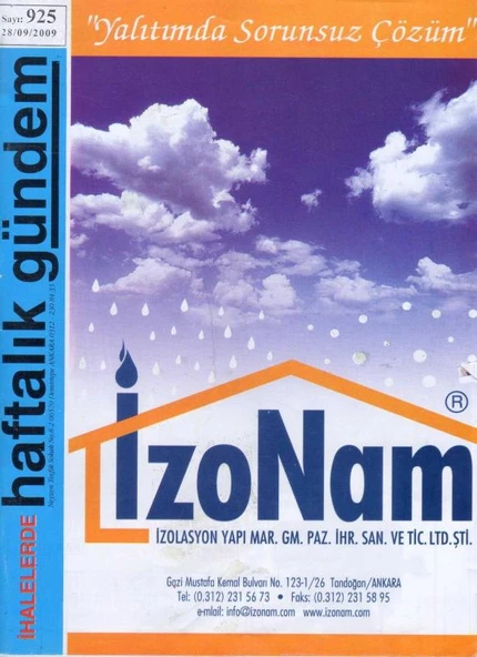 İhalelerde Haftalık Gündem Dergisi Yıl: 2009 Sayı: 925 ürün görseli 1