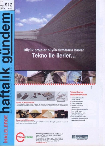 İhalelerde Haftalık Gündem Dergisi Yıl: 2009 Sayı: 912 ürün görseli 1