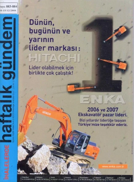 İhalelerde Haftalık Gündem Dergisi Yıl: 2008 Sayı: 883 - 884 ürün görseli 1