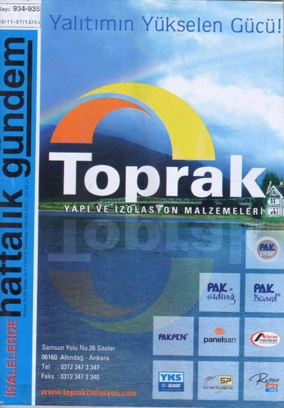 İhalelerde Haftalık Gündem Dergisi Yıl: 2009 Sayı: 934 - 935 ürün görseli 1