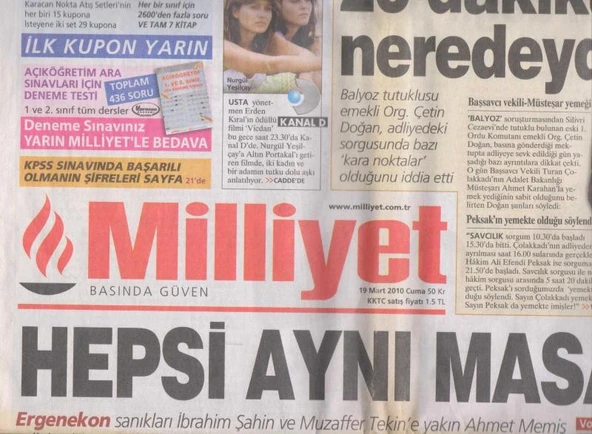 Milliyet Gazetesi 19 Mart 2010 Cuma Tam ve Eksiksiz ürün görseli 1