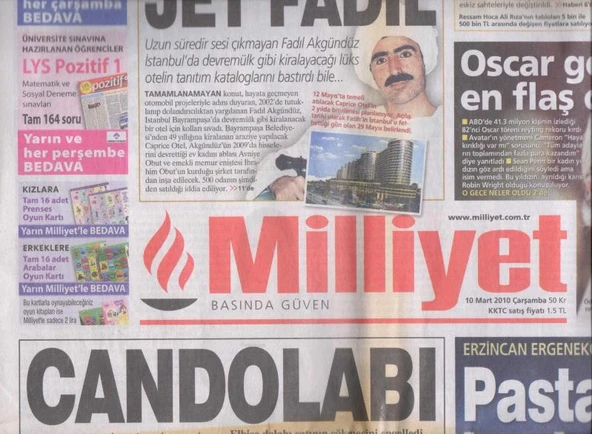 Milliyet Gazetesi 10 Mart 2010 Çarşamba Tam ve Eksiksiz ürün görseli 1
