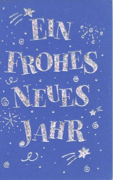 Hallmark Kartpostal No: 41 / 36721-1 / Ein Frohes Neues Jahr / 2 Katlı Gümüş Varak Kabartma Baskılı ürün görseli 1