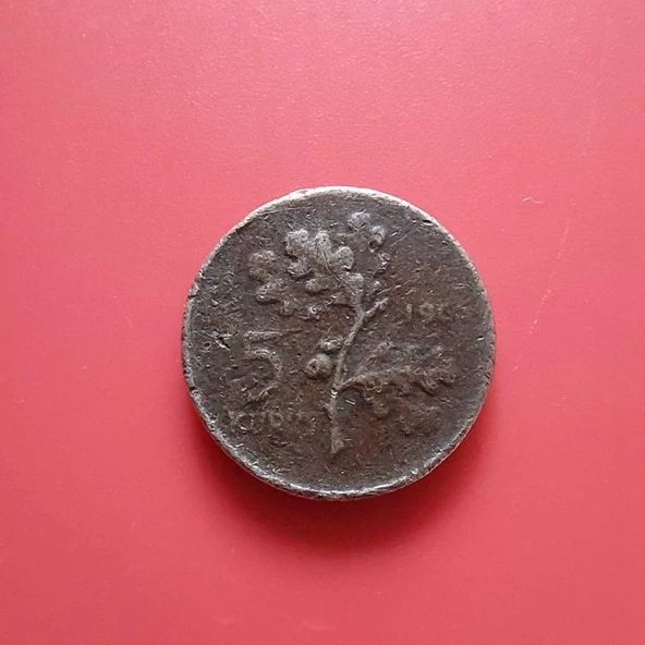 T.C. Merkez Bankası Madeni 5 Kuruş (1965 Yılı Üretimi) / Bakır - Çinko ürün görseli 1