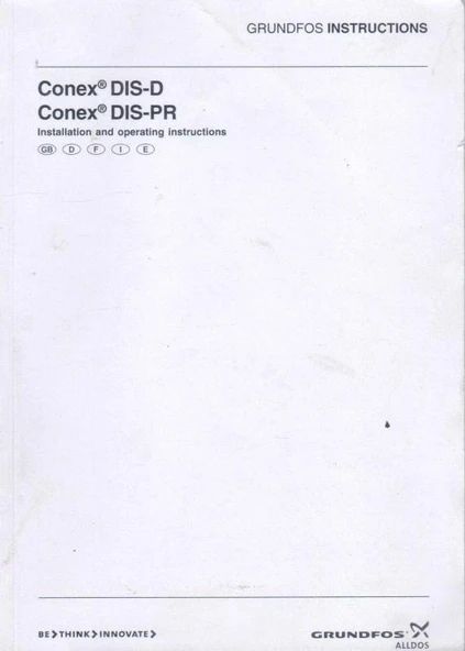 Grundfos Instructions / Conex DIS-D / Conex DIS-PR / Installation and Operating Instructions ürün görseli 1