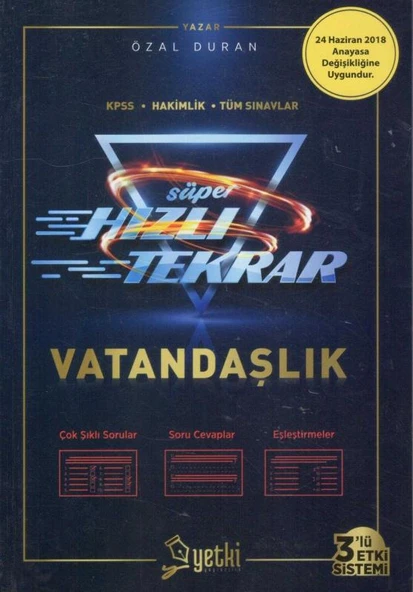 Süper Hızlı Tekrar Vatandaşlık / KPSS + Hakimlik + Tüm Sınavlar / 3'lü Etki Sistemi ürün görseli 1