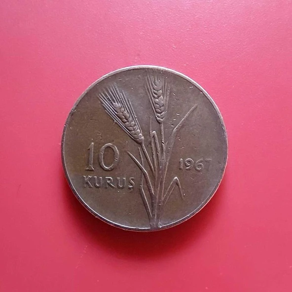 T.C. Merkez Bankası Madeni 10 Kuruş (1967 Yılı Üretimi) / Bakır - Çinko ürün görseli 1