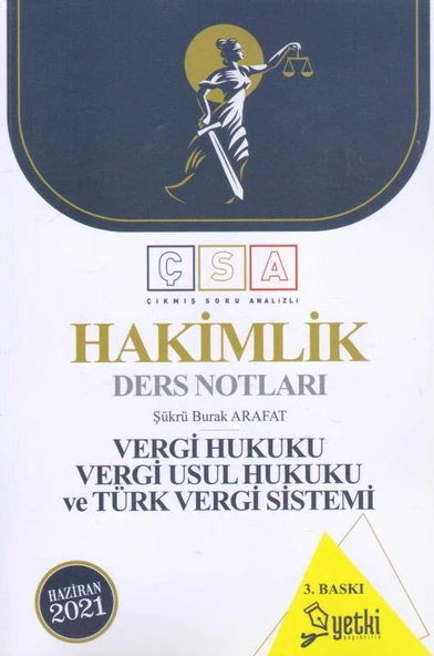 Hakimlik Ders Notları Vergi Hukuku, Vergi Usul Hukuku ve Türk Vergi Sistemi ürün görseli 1