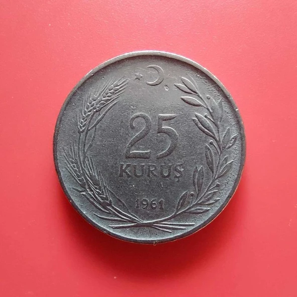 T.C. Merkez Bankası Madeni 25 Kuruş (1961 Yılı Üretimi) / Acmonital ürün görseli 1