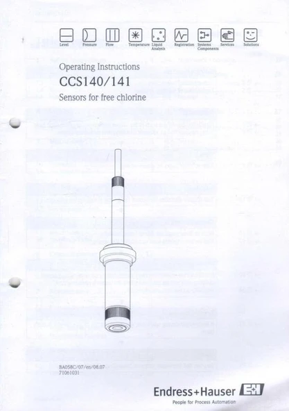 Operating Instructions - CCS140/141 - Sensors for Free Chlorine ürün görseli 1