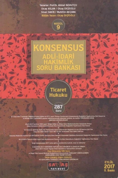Konsensus Adli-İdari Hakimlik Soru Bankası Ticaret Hukuku 287 Soru Modül: 9 ürün görseli 1