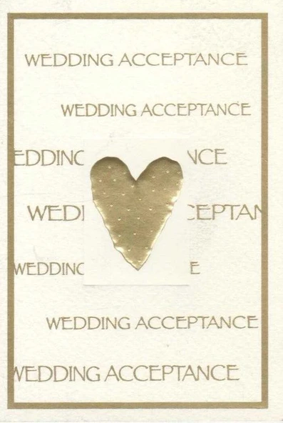 Carlton Cards / Kartpostal No: 53 / Code: 25 / 73721-0-1 / Wedding Acceptance / Will Have Much Pleasure in Accepting Your Invitation to the Wedding of / 2 Katlı - Kalp Kabartmalı Kart ürün görseli 1