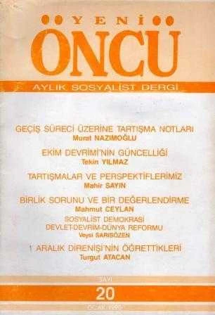 Yeni Öncü Aylık Sosyalist Dergi / Yıl: Ocak 1990 Sayı: 20 ürün görseli 1