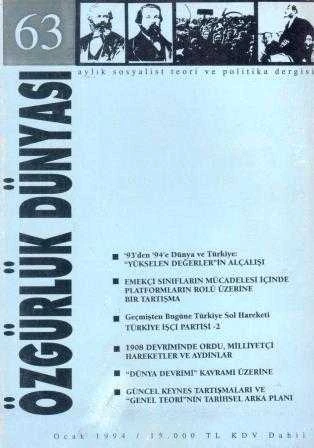 Özgürlük Dünyası Aylık Sosyalist Teori ve Politika Dergisi / Yıl: Ocak 1994 Sayı: 63 ürün görseli 1